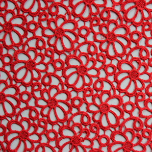 XS1386 Hot Design Red Net Crochet Lace Fabric For Tops Or Long Dress