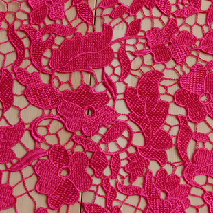 XS1407 Pink Flower High Quality Water Soluble Chemical Lace Fabric