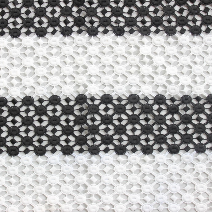 Newest Product In Black And White Check Polyester Lace Fabric In Guangzhou
