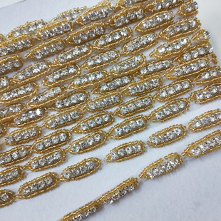 XB001 Wholesale Pearl Banding Bridal Belt Thin Crystal Rhinestone Trim Sew On Rhinestone Applique