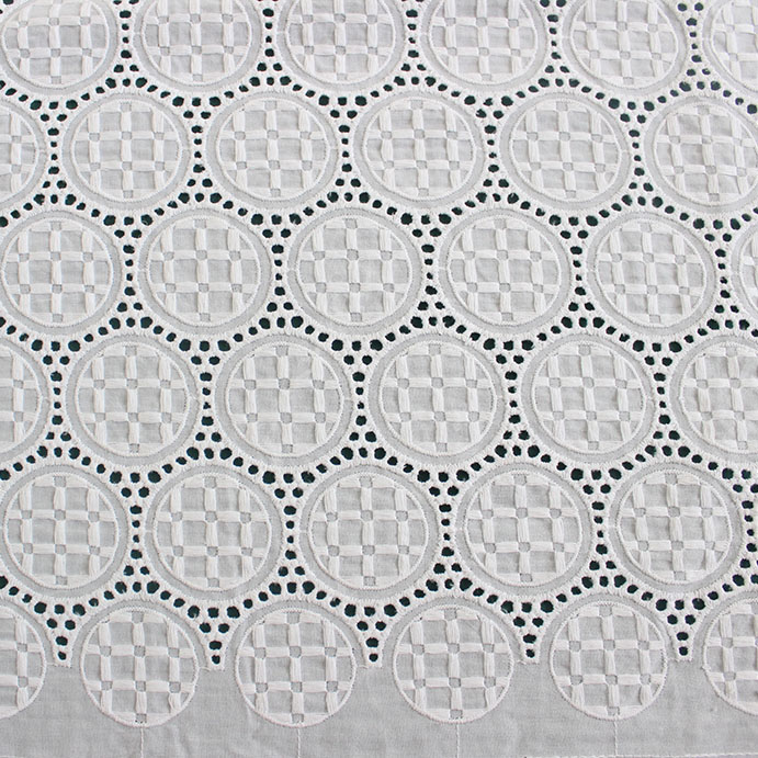 High Grade Cotton Lace Fabric Circle Pattern Eyelet Embroidery Lace Fabric