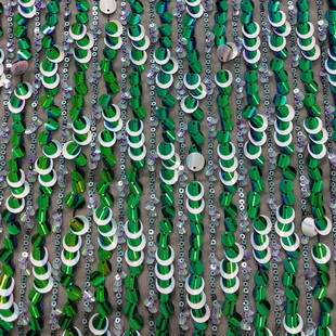 XZ5288 African Fashion Design Polyester Two-Tone Green Iridescent Reversible Sequin Fabric