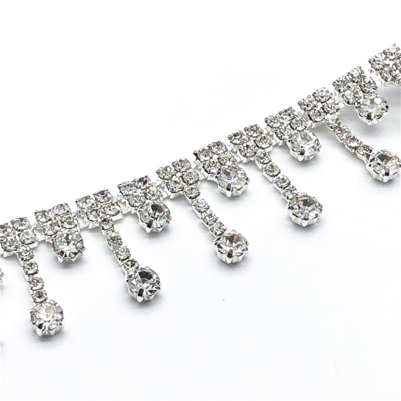 CX435 New Fashion Rhinestone Chain High Quality Crystal Fringe Tassel For Wedding Dress