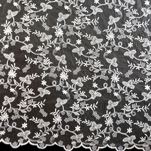 XF3030 White Tulle Lace Fabric Embroidered Fabrics For Bridal Gown Wedding Clothing