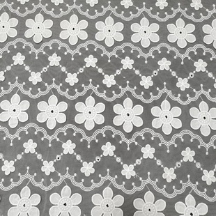 XE226 Cotton Voile All Over Embroidered Eyelet Flat Embroidery Lace Fabric For Apparel