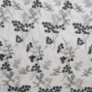 XF2983 Wholesale Black Tulle Flower Embroidery Lace Trim Border Polyester Lace Fabric