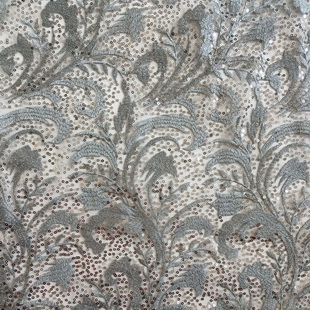 XF2999 Latest Metallic Grey Embroidery French Lace Sequin Fabric For Wedding Party Dress