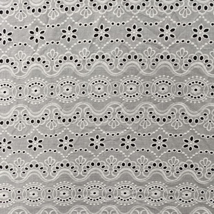 XE248 Pure Cotton White Woven Schiffli Hollowed Lace Embroidery Eyelet Fabric For Girls Blouses