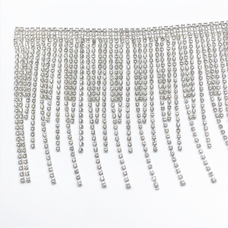 CX441 Exquisite Flat Back Crystal Rhinestone Tassel Trim Chain For Wedding Party Necklace Diy Decoration Rhinestone Trim Chain