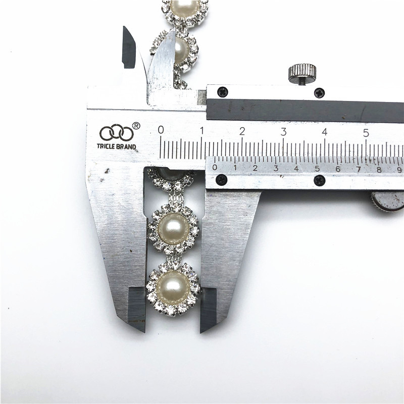 CX443 Wholesale Garment Clothes Accessories Pearl Crystal Metal Flat Back Chain Transparent Fringe Rhinestones Trim