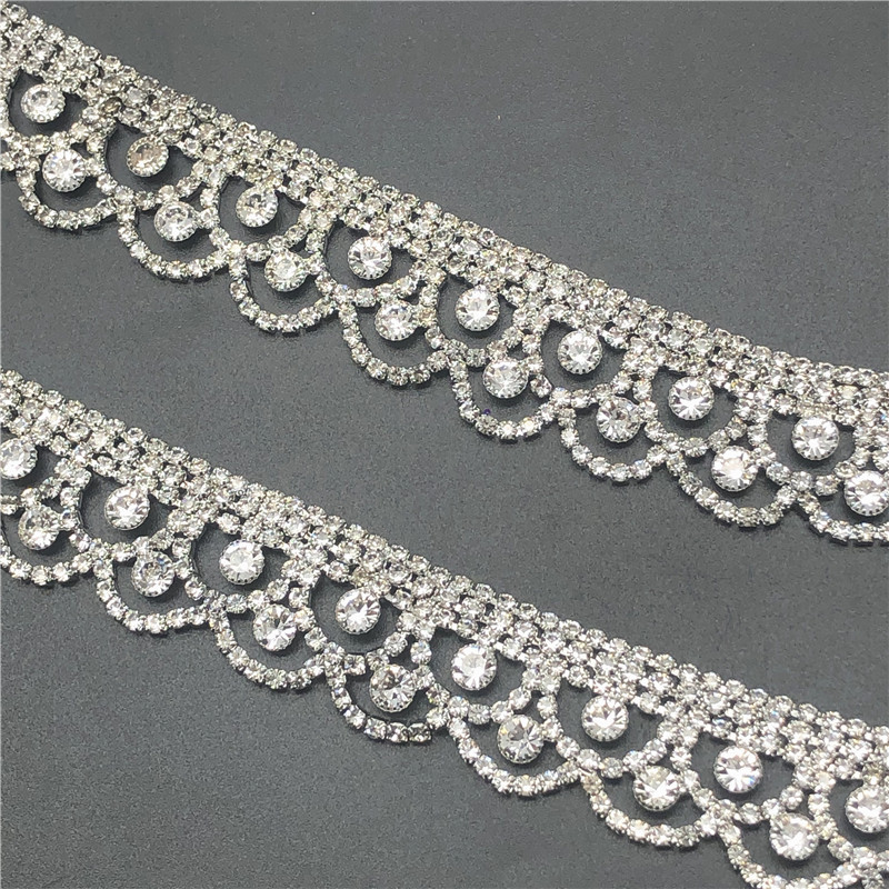 CX445 Wholesale Clear Crystal Rhinestone Chain Fringe Trim Sewing Crafts Clothing Accessories For Party Dress