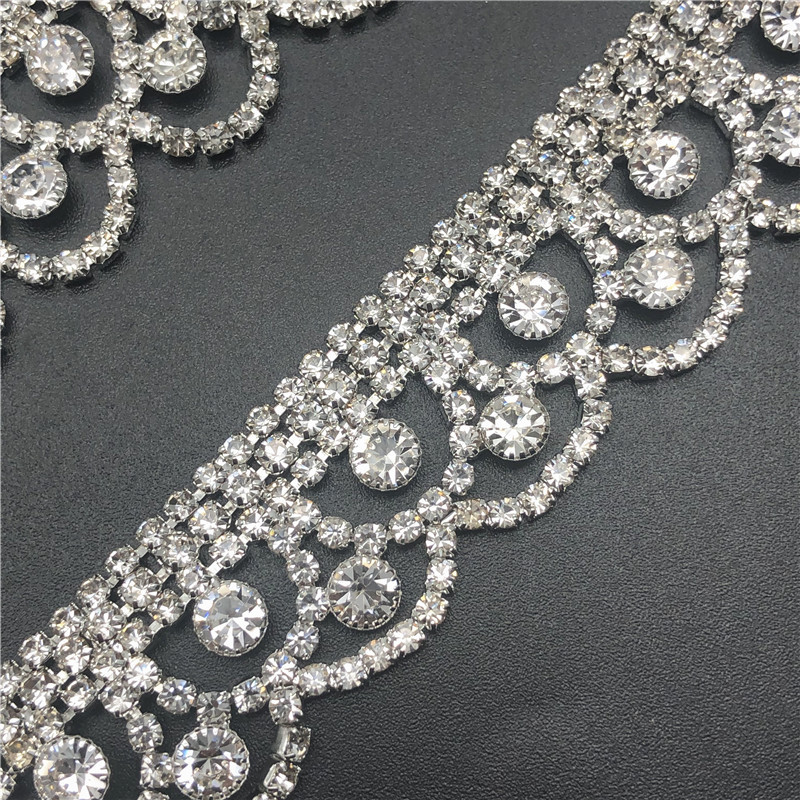 CX445 Wholesale Clear Crystal Rhinestone Chain Fringe Trim Sewing Crafts Clothing Accessories For Party Dress
