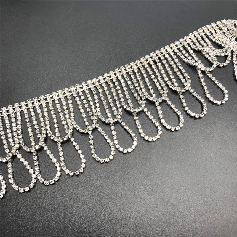 CX446 Factory Direct Sale U Shaped Tassel Diamond Claw Chain Glass Rhinestone Chain Wedding Dress Decoration Diy Jewelry Accessories
