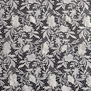 XS1701 3D Floral Lace Fabric Guipure Embroidery White Heavy