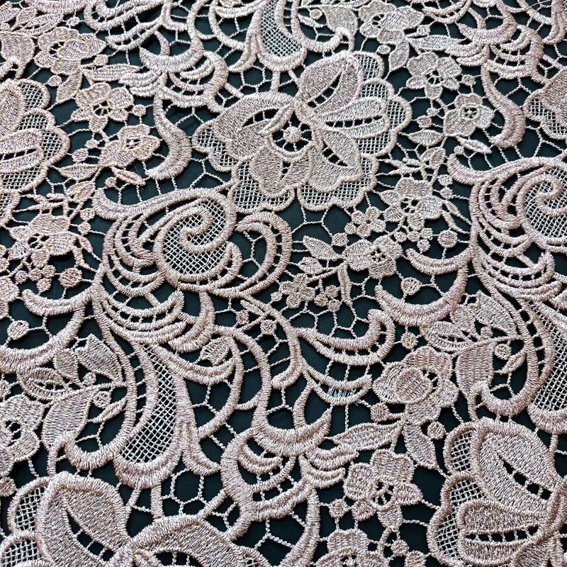 XS1708 Green Metallic Chemical Lace Embroidery Guipure Fabric