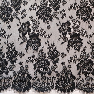 XL698 Bridal French Chantilly Lace Trim Swiss Veil Mesh Fabric For Women