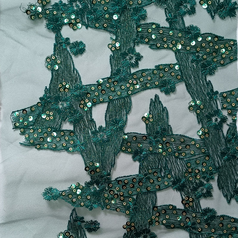 XF3050 Sequins Evening Fabric Net Embroidery Lace Fabric For Women
