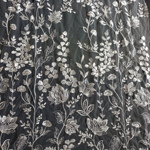 XF6072 Off White Elegant Allover Embroidery Sequin Tulle Fabric
