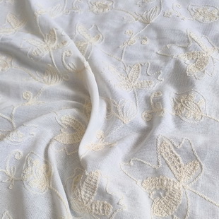 XP3979 Cord Embroidery Lace Cotton Polyester Woven Fabric For Clothing