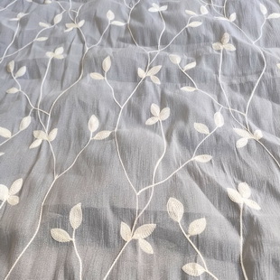 XP3980 Chiffon Embroidery Fabric For Dress Fashion Plants Design Leaves
