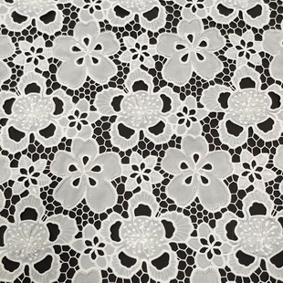 XW5294 White Beaded Guipure Lace Fabric Bridal Lace For Wedding Dress