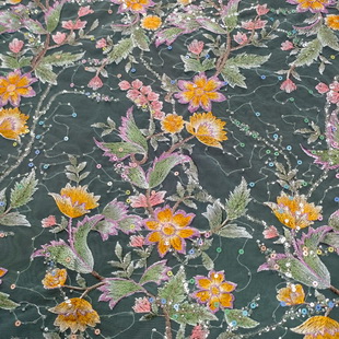XW5299 Beaded Fabric Tulle Beaded Lace Fabric With Embroidery African