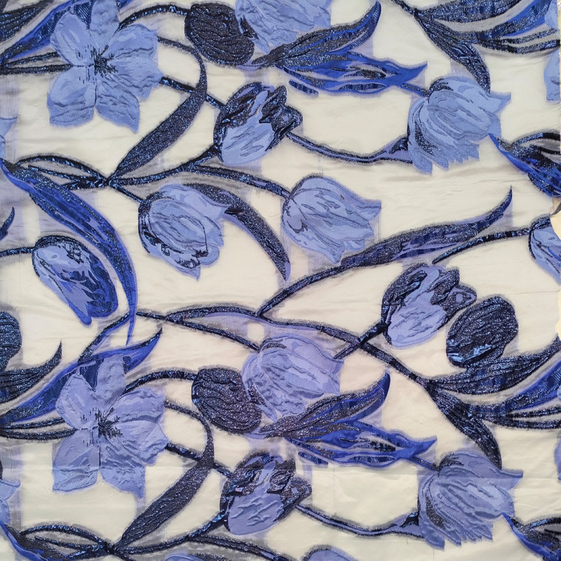 High-End Polyester Nylon Gold Jacquard Brocade Fabric Silver Thread Embossed Large Flower Metallic Girls' Fashion BJ037