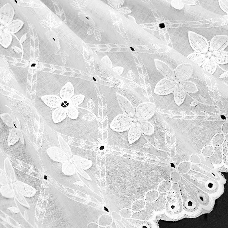 3D Flora Embroidery Cotton Polyester Voile Fabric Guipure Stretch Lace For Clothes XE309