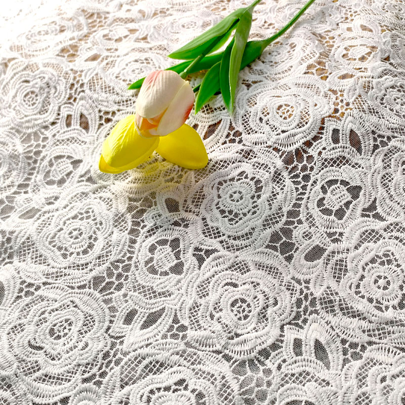 Luxury Chantilly Floral Chemical Lace Wedding Dress Fabric XF6092