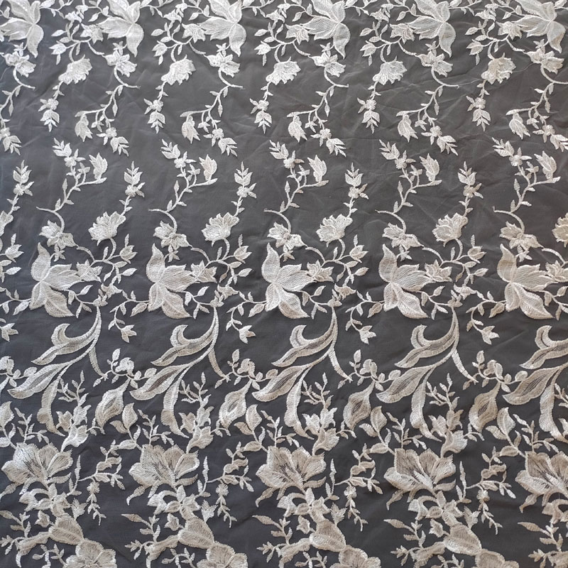 Wholesale 100% Polyester Fancy Embroidery Bridal Tulle Lace Fabric XF6093