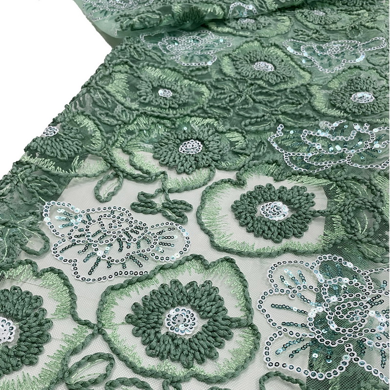 Colorful Sunflower 3D Flower Lace Fabric Soft Mesh Embroidery for Evening Dresses XP3986