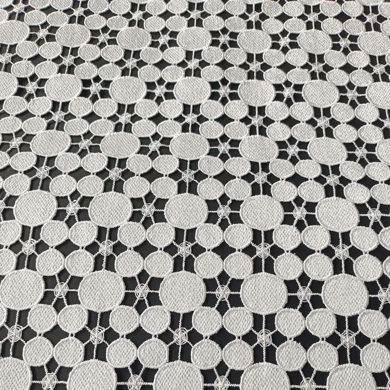 White Circle Guipure Lace Fabric Premium Luxury Rope Lace for Tablecloth XS1690