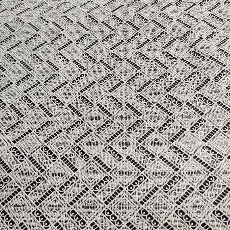 Rhombus Pattern 100% Polyester Embroidery White Lace Fabric for Wedding Party Dress XS1760