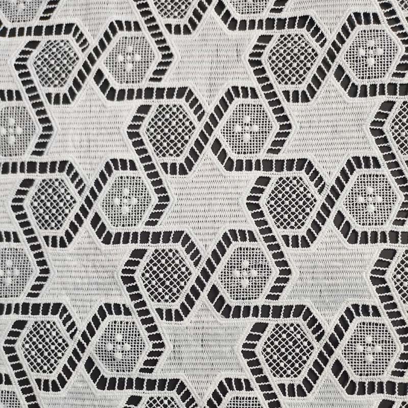 Dubai Geometric White Lace Fabric – Water Soluble Chemical Wholesale XS1762