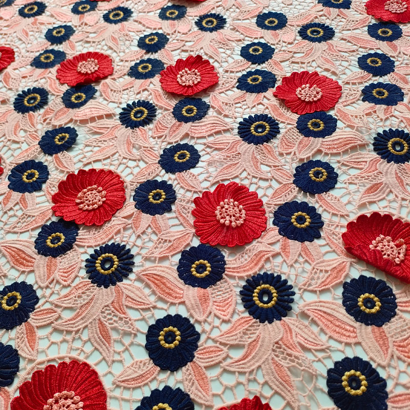 New Senegal High-End Guipure Cord Lace with Flower Embroidery for Couture Bridal Wear XS1764