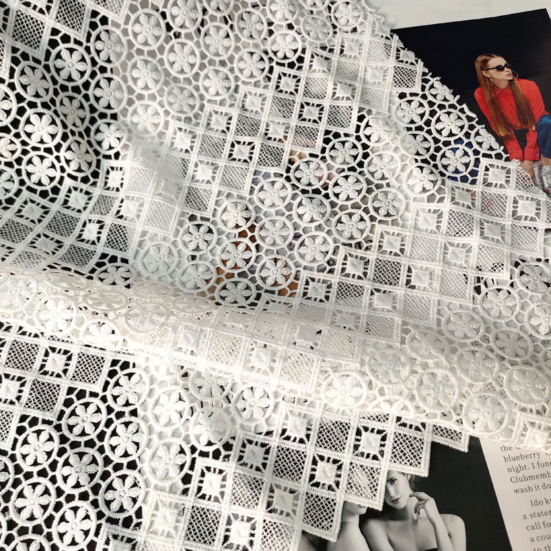 White Nigerian French Lace Fabric – Soft Breathable High Quality for Women's Dresses XS1768