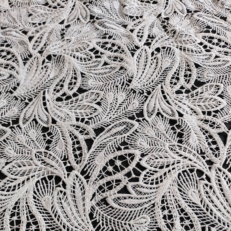 White Elegant Hollow Rope Braided Guipure Cord Lace Fabric for Wedding Dresses GXS1778