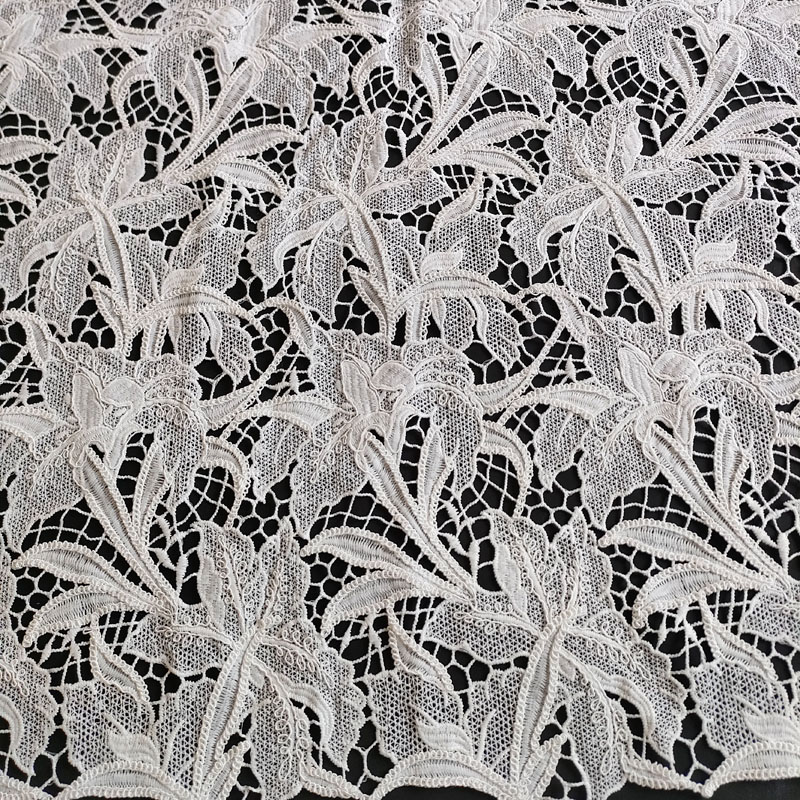 New Car Bone Double-Sided Guipure Lace Fabric for Women's Long Dresses Wedding Evening GXS1780