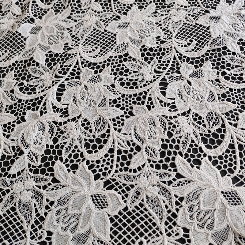Summer White Knitted Twill Guipure Cord Lace – Eco-Friendly Water-Soluble Lining Fabric GXS1786