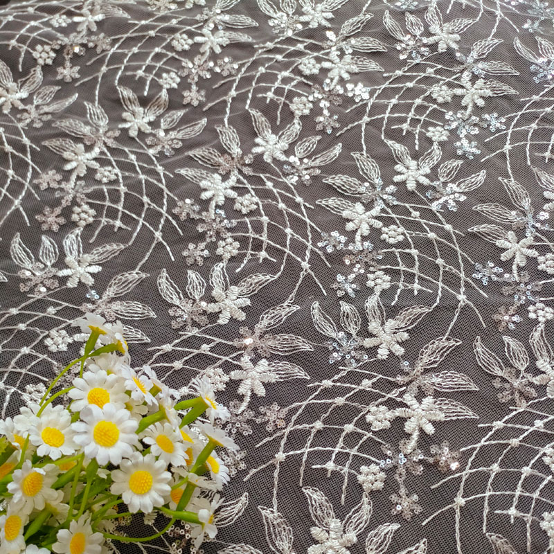 Embroidery Clothing Fabrics for Women & Children – Fancy Flower Patterns XF6141