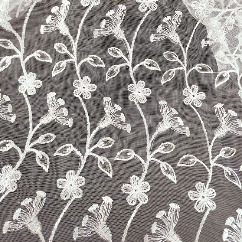 Vine Floral Embroidery Tulle Lace Fabric Polyester Mesh Lace For Wedding Dress Fashion Garment DIY Crafts XF6123
