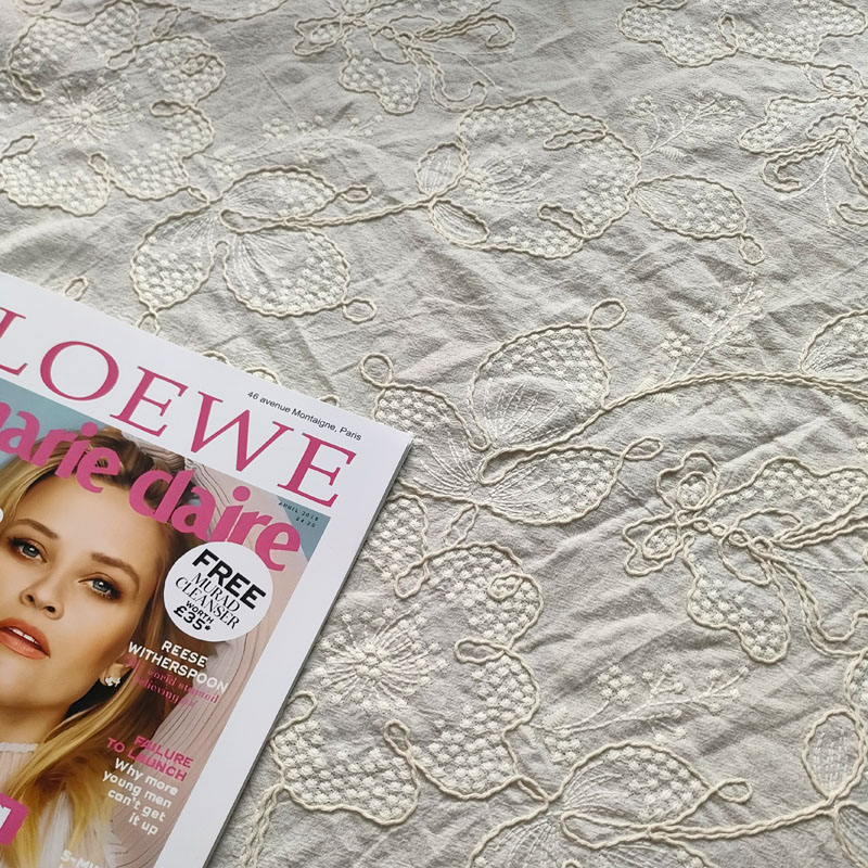 Beige Leaf Floral Hollow Embroidery Eyelet Fabric For Ladies Dresses And Casual Garments XP4016
