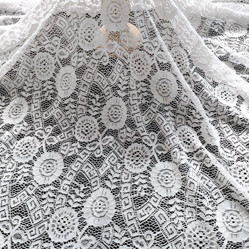 Black Vintage Floral Stretch Lace Fabric Classic Rose Pattern Lace For Ladies Dress Lingerie Skirt XL711